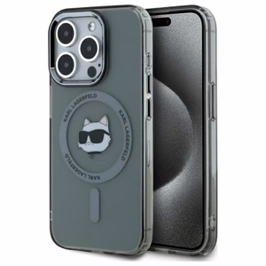 Karl Lagerfeld KLHMP15LHLSCHK iPhone 15 Pro 6.1" musta/musta kovakuori IML Metal Choupette Head MagSafe