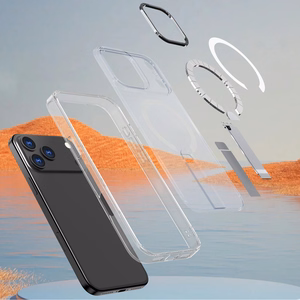 Hybrid Armor X Suojakuori jalustalla iPhone 17 Pro:lle, yhteensopiva MagSafen kanssa - läpinäkyvä