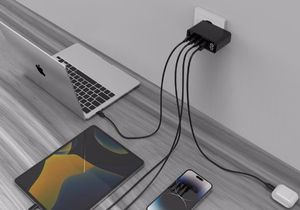 Gembird TA-UC-PDQC100LCD-01-BK mobiililaitelaturi kannettava tietokone, älypuhelin musta AC pikalataus sisäkäyttöön