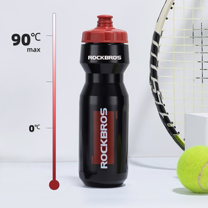 Rockbros 750 ml pyöräilypullo - läpinäkyvä musta punaisella suukappaleella