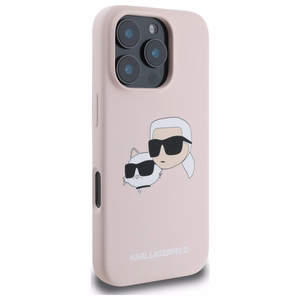 Karl Lagerfeld Silikoninen Nauble Heads Print MagSafe Suojakuori iPhone 16 Pro:lle - Vaaleanpunainen