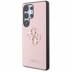 Guess Grained Big 4G Logo Small Classic Logo -suojakuori Samsung Galaxy S25 Ultra pinkki