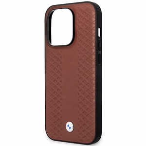 BMW BMHMP14L22RFGR burgundinpunainen nahkainen timanttikuvioinen suojakuori iPhone 14 Pro 6.1 MagSafe