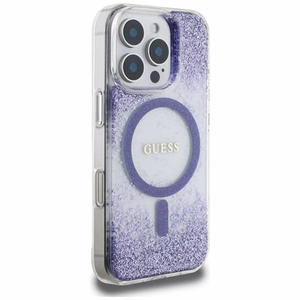Guess HC Resin Bottom Glitter MagSafe Suojakuori iPhone 16 Pro Maxille - violetti