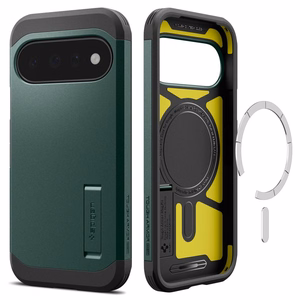 Spigen Tough Armor Mag MagSafe -suojakuori Google Pixel 11 -mallille, tummanvihreä
