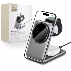QI15W-A42 3in1 induktiivinen laturi MagSafella Apple-laitteille - Harmaa