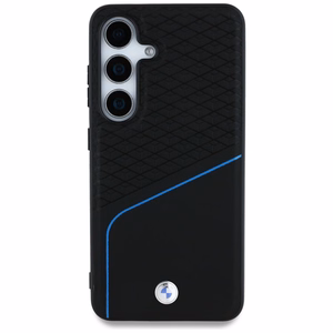 BMW Nahkainen Textured and Smooth MagSafe Suojakuori Samsung Galaxy S25:lle - musta