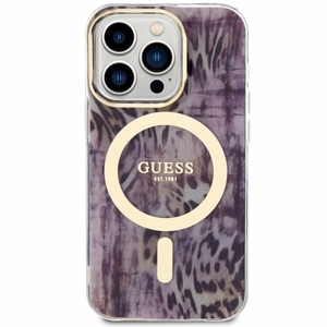 Guess GUHMP14XHLEOPWP iPhone 14 Pro Max 6.7 vaaleanpunainen/vaaleanpunainen suojakuori Leopard MagSafe