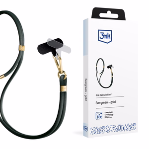 3mk EasyClip Elite puhelimen kaulahihna, Evergreen (kultaiset osat)