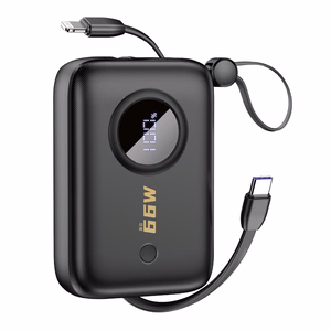 Dudao K14 10000mAh tehopankki USB-C / Lightning-kaapeleilla - musta