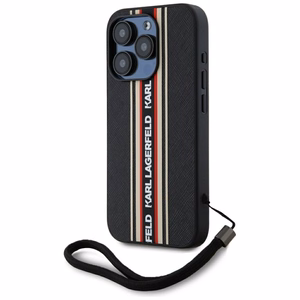 Karl Lagerfeld Saffiano Athleisure Stripes Cord Suojakuori iPhone 15 Pro:lle - punainen