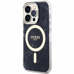 Guess GUHMP14XPCUMAK iPhone 14 Pro Max 6.7 musta/musta suojakuori Marble MagSafe