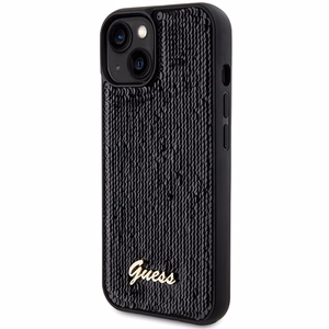 Guess Sequin Script Metal -suojakuori iPhone 14 / 15 / 13:lle - musta