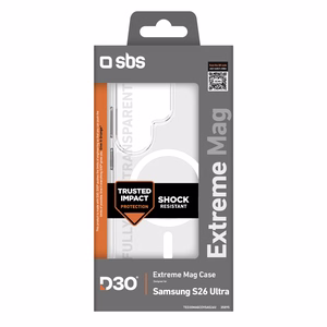 SBS Extreme D30 kuori Samsung Galaxy S26 Ultra:lle yhteensopiva MagSafen kanssa - läpinäkyvä