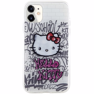 Hello Kitty IML Kitty On Bricks Graffiti Suojakuori iPhone 11 / Xr:lle - valkoinen
