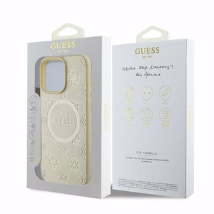 Guess Saffiano Peony Classic Logo MagSafe Suojakuori iPhone 16 Pro:lle - kultainen