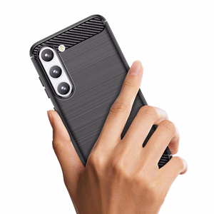 Carbon Case joustava silikoninen hiilikuitukuori Samsung Galaxy S23+:lle - musta