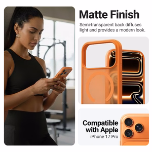 Crong Hybrid Matte Magnetic MagSafe suojakuori iPhone 17 Pro -laitteelle, oranssi
