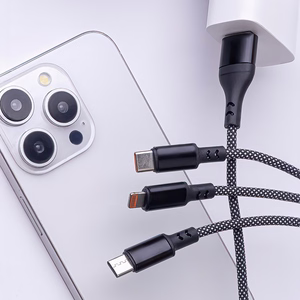 Maxlife ALLin1 kaapeli USB + USB-C - Lightning + 2x USB-C 1,0 m 66W musta
