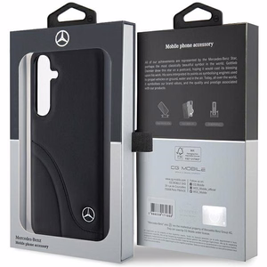 Mercedes nahkainen kaareva tikattu suojakuori Samsung Galaxy S24+:lle - musta