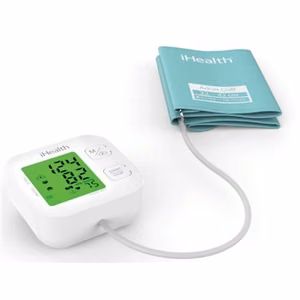 iHealth Track KN-550BT valkoinen/sininen Verenpaineen mittaus (systolinen ja diastolinen), Sykkeen mittaus 4 Langaton Bluetooth-yhteys Automaattinen Paino 438 g