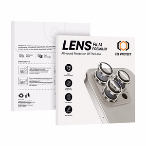 Tel Protect 3D Lens -läpinäkyvät karkaistut suojalasit Apple iPhone 18 Pro- ja iPhone 18 Pro Max -puhelinten kameralinsseille (3 kpl)