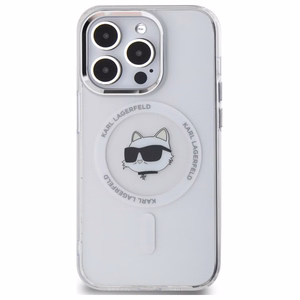 Karl Lagerfeld IML Metal Choupette Head MagSafe iPhone 13 Suojakuori - valkoinen