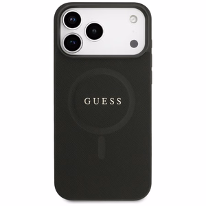 Guess Saffiano Classic Logo MagSafe Suojakuori iPhone 17 Pro Maxille - musta