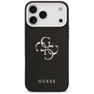 Guess Grained Big 4G Classic Logo Suojakuori iPhone 17 Pro Max:lle - Musta