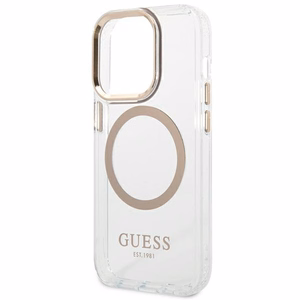 Guess GUHMP14LHTRMD iPhone 14 Pro 6.1 "kulta / kulta kova kotelo Metal Outline Magsafe metalli ääriviivat