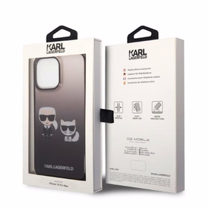 Karl Lagerfeld KLHCP14LTGKCK iPhone 14 Pro 6.1 "kovakotelo musta / musta Gradientti Ikonik Karl & Choupette