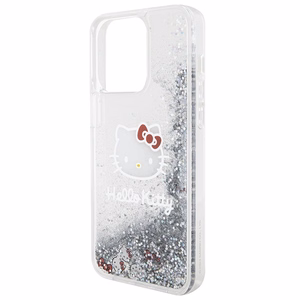 Hello Kitty Liquid Glitter Charms Kitty Head Suojakuori iPhone 15 Pro Max:lle - hopeinen