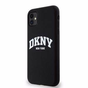 DKNY Liquid Silicone White Printed Logo MagSafe Case for iPhone 11/Xr - Black