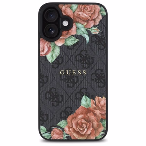 Guess GUHMP16SP4ROPEMCK iPhone 16 6.1" Musta/Musta Kova Suojakuori 4G Flowers Print MagSafe