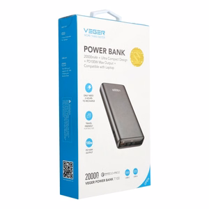 Ulkoinen akku Veger T100 (W2032C-100) PD QC3.0 5A 100W 20000 mAh musta