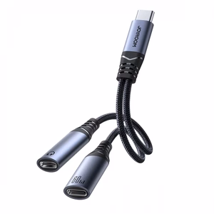 Joyroom SY-C03 USB-C - 2x USB-C 2in1 DAC sovitin - musta