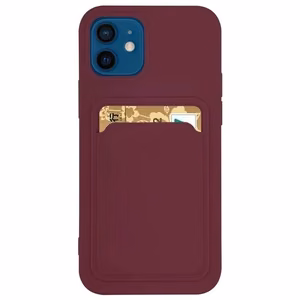 Korttikotelo Silikoni lompakko asia korttipaikka asiakirjat Xiaomi Redmi 10X 4G / Xiaomi Redmi Note 9 Burgundy