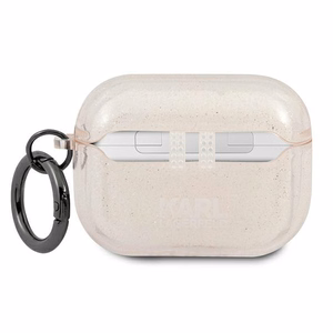 Karl Lagerfeld Glitter Karl's Head -kotelo AirPods Pro:lle - kultainen