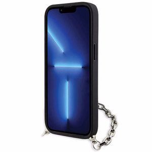 Karl Lagerfeld KLHCP14SSACKLHPK iPhone 14 6.1 musta/musta kovakuori Saffiano Monogram Chain