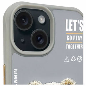 Nimmy Cool&Cute 2.0 Bear Suojakuori iPhone 15:lle - harmaa