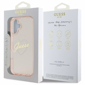 Guess IML Heart kotelo iPhone 16 - pinkki