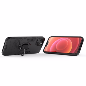 Ring Armor tapauksessa iPhone 14 panssaroitu kansi magneettinen haltija rengas musta