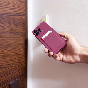 Card Armor Case korttitaskullinen silikoninen iskunkestävä suojakuori iPhone 12 Pro Max punainen