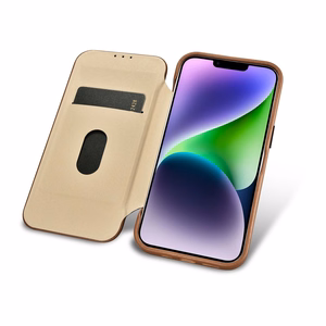 iCarer CE Premium Nahka Folio Case iPhone 14 Plus Magneettinen Flip Nahka Folio Case MagSafe Brown (WMI14220715-BN)