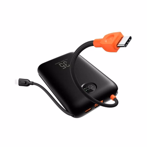 Veger K2 (W2068) 20000 mAh varavirtalähde 35W PD QC3.0 sisäänrakennetuilla USB-C- ja Lightning-kaapeleilla, musta