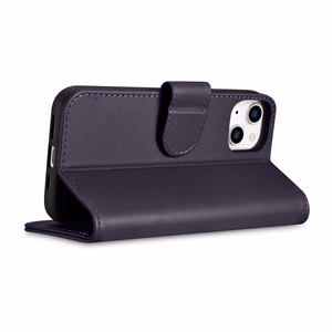 iCarer Lompakko Kotelo 2in1 Cover iPhone 14 Plus Anti-RFID Nahka Flip Case Tumman violetti (WMI14220727-DP)