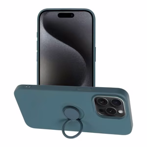 Silikoninen Suojakuori Renkaalla iPhone 15 PRO MAX:lle vihreä