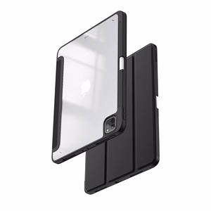 Crong PrimeFolio case for iPad Air 11" (2026–2024) / iPad Air 10.9" (5th / 4th gen.) / iPad Pro 11" (2022–2021), with Apple Pencil holder, black and clear