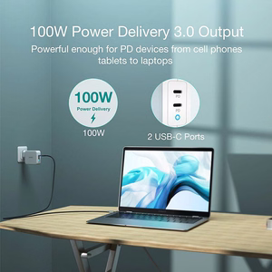 Charger CHOETECH GaN 2xUSB Type-C: 100W, PD