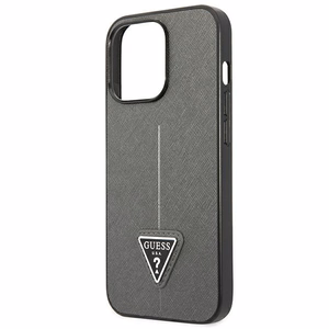 Guess Saffiano Triangle Logo Suojakuori iPhone 13 Pro Max 6.7" - Hopeinen